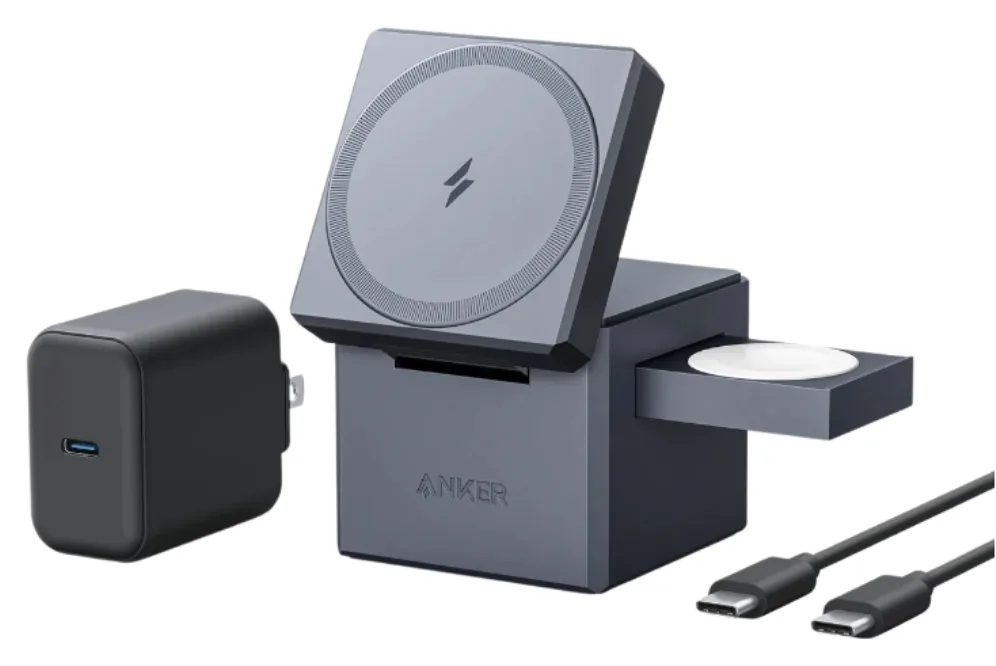 Anker Innovations Y1811G11 cargador de dispositivo móvil Auriculares, Smartphone, Reloj inteligente Negro Corriente alterna, USB Cargador inalámbrico Carga rápida Interior