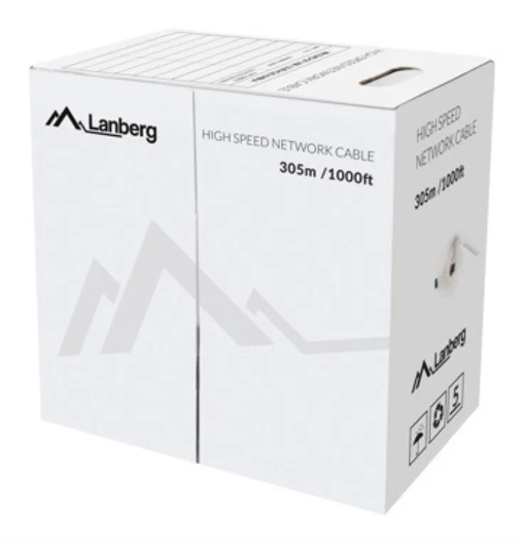 Bobina cat.6 lanberg utp 305m rj45 solid cobre fluke tested awg24 gris