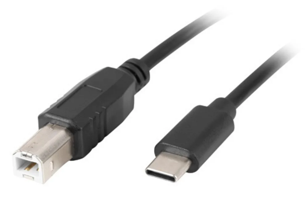 Cable usb lanberg usb tipo c m a usb tipo b m 2.0 1.8m ferrita negro