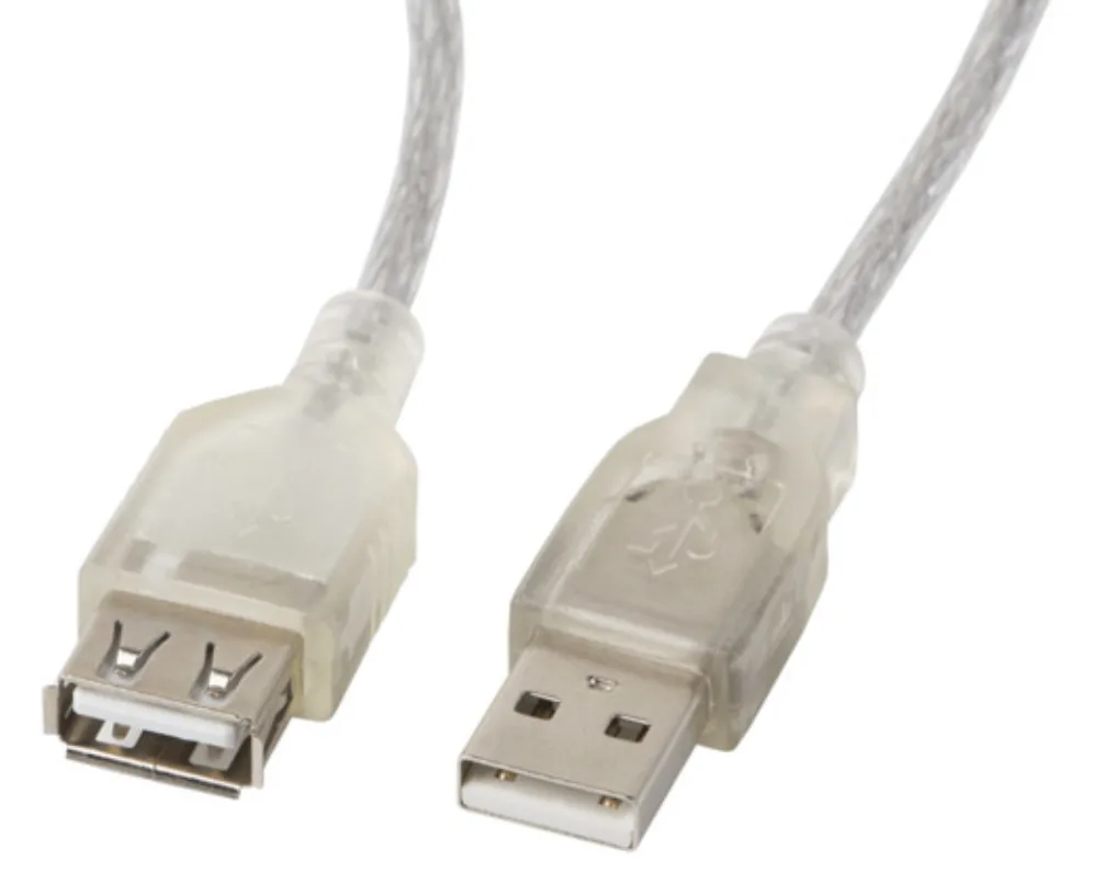 Cable alargador lanbergusb 2.0 macho hembra ferrita 1.8m transparente