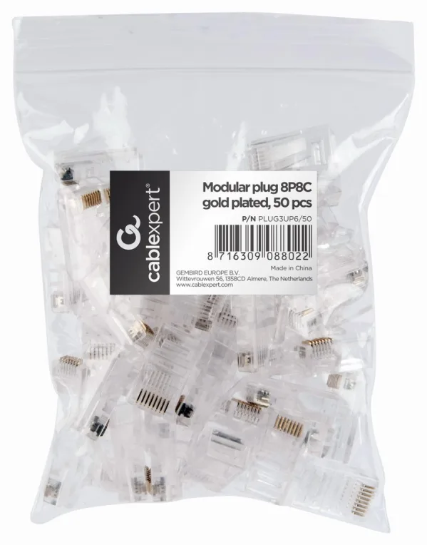 Gembird PLUG3UP6/50 conector RJ-45 Transparente