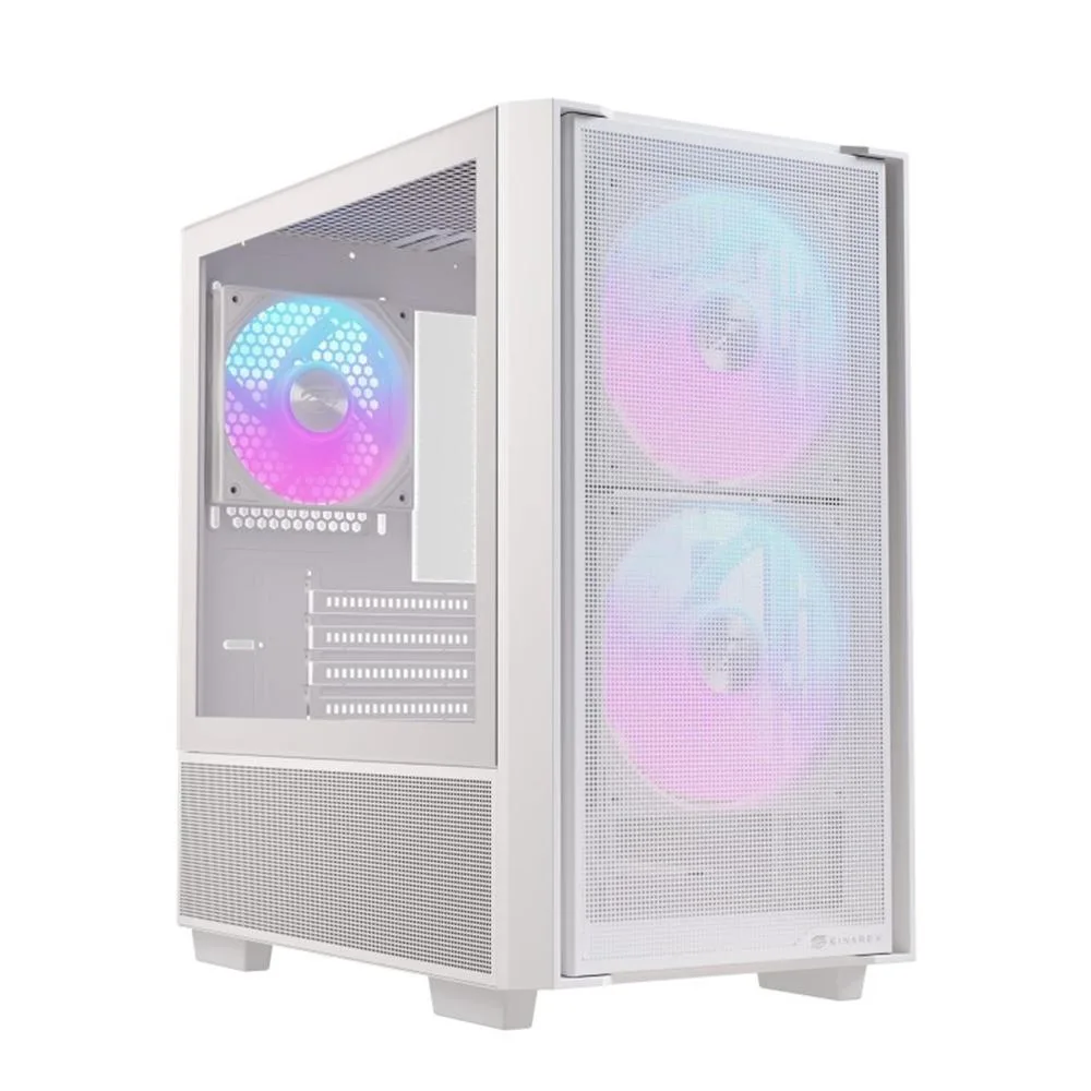 Caja ordenador gaming einarex pm150 matx rgb cristal templado blanca