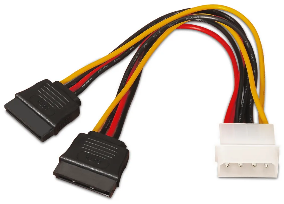 Cable Duplicador de Alimentación Aisens A131-0161/ Molex 4 PIN Macho - 2x SATA Hembra/ Hasta 54W/ 20cm