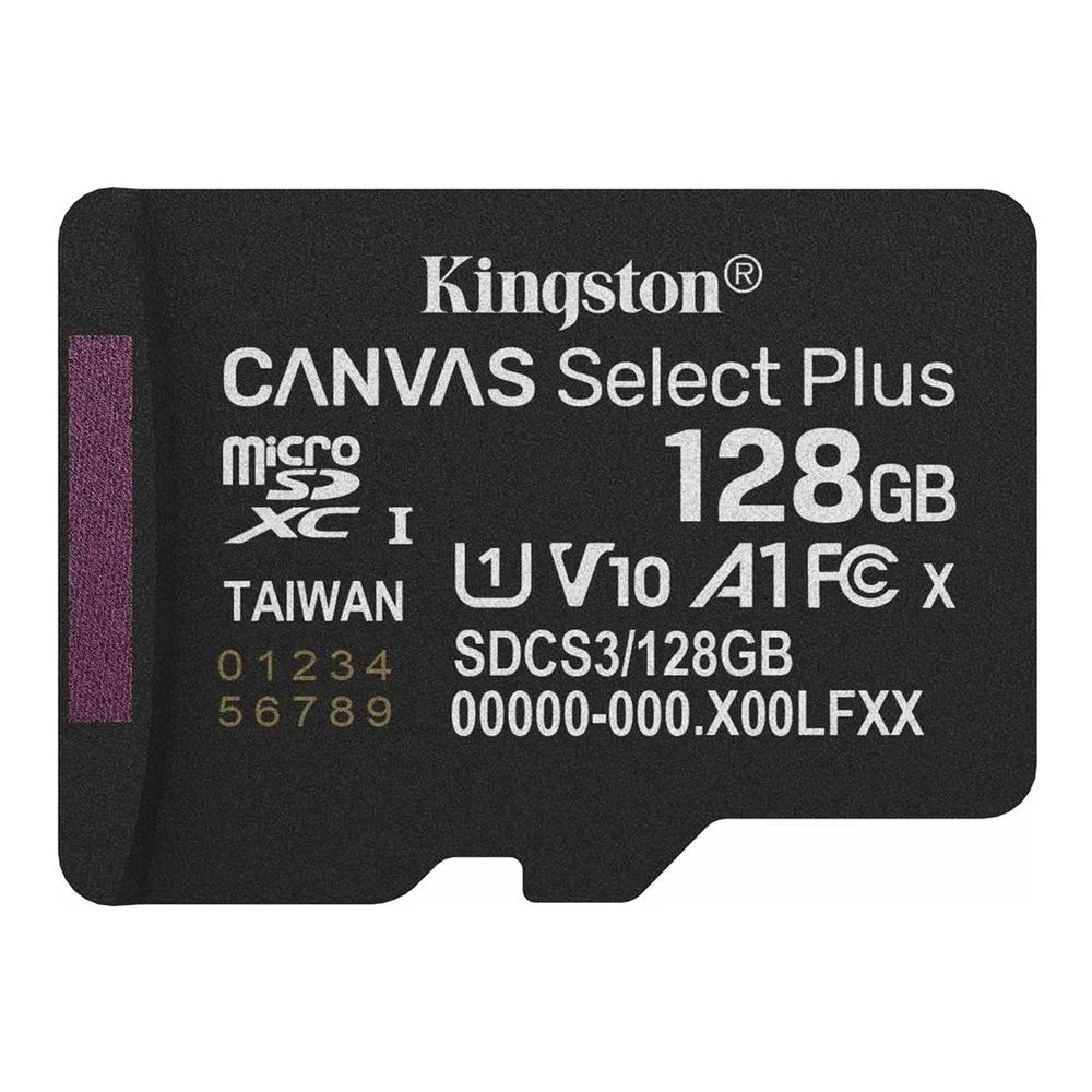 Tarjeta de Memoria Kingston CANVAS Select Plus 128GB microSD XC/ Clase 10/ 150MBs