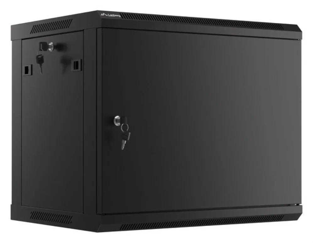 Armario lanberg mural rack 19 pulgadas 9u - 600x450 negro