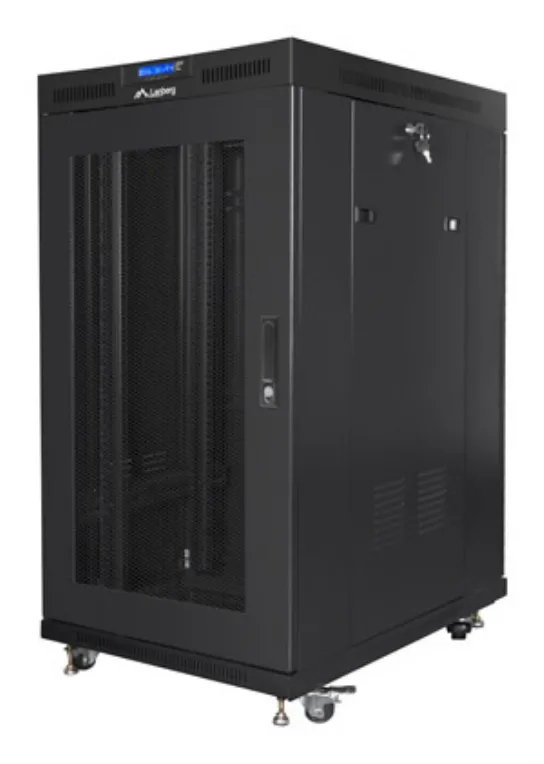 Armario lanberg rack 19 pulgadas 22u - 800x1000 flat pack puerta perforada con lcd negro
