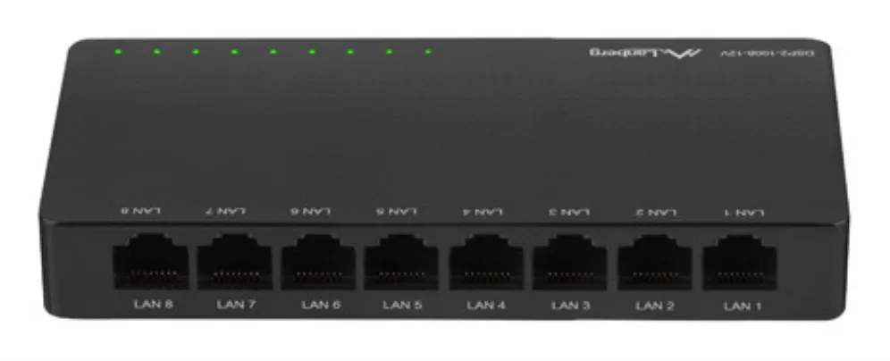 Lanberg DSP2-1008-12V switch No administrado Gigabit Ethernet (10/100/1000) Negro