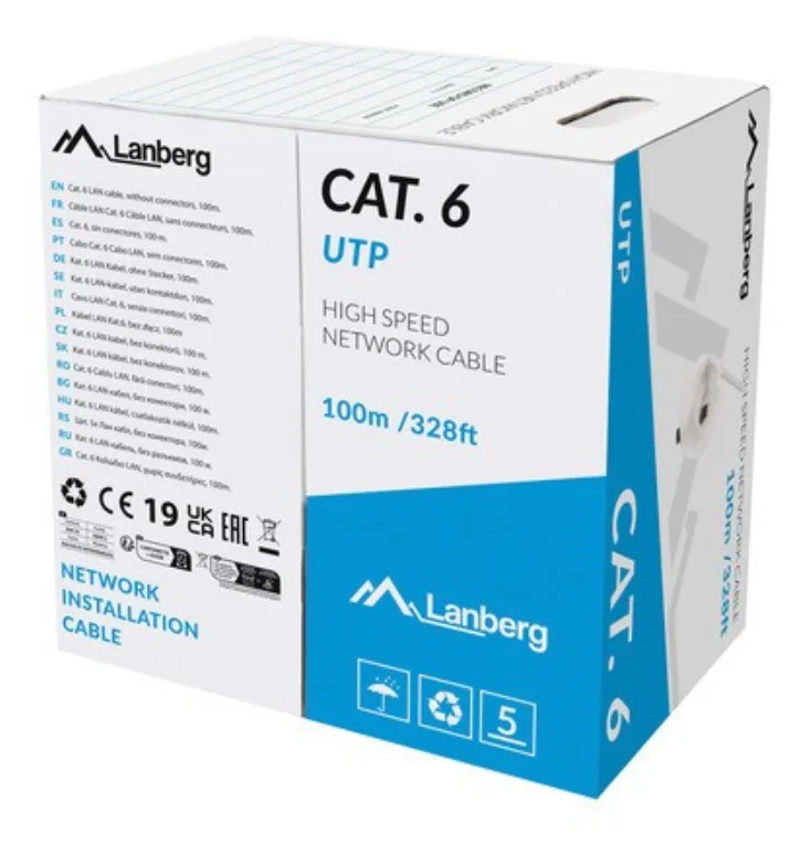 Lanberg LCU6-11CU-0100-S cable de red Gris 100 m Cat6 U/UTP (UTP)