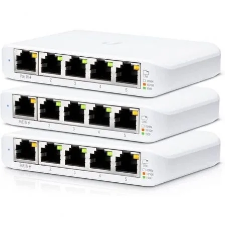 Switch Gestionable Ubiquiti USW-Flex Mini 5 Puertos/ RJ45 10/100/1000 PoE/ Pack 3 uds