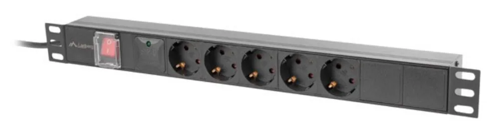 Regleta lanberg 1u 16a rack 19 pulgadas 5x socket schuko negro 2m