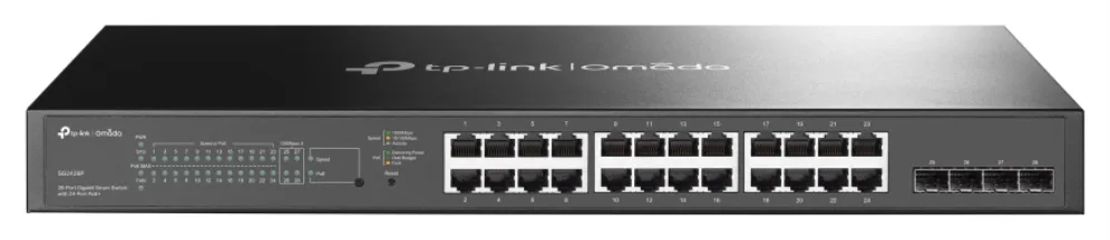 Switch 28 puertos 10 - 100 - 1000 poe 250w +4 sfp gestion l2+ tp - link