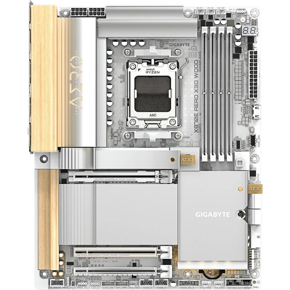 Placa base gigabyte gigabyte x870e aero x wood am5 atx - 4x drr5 - 4x sata3