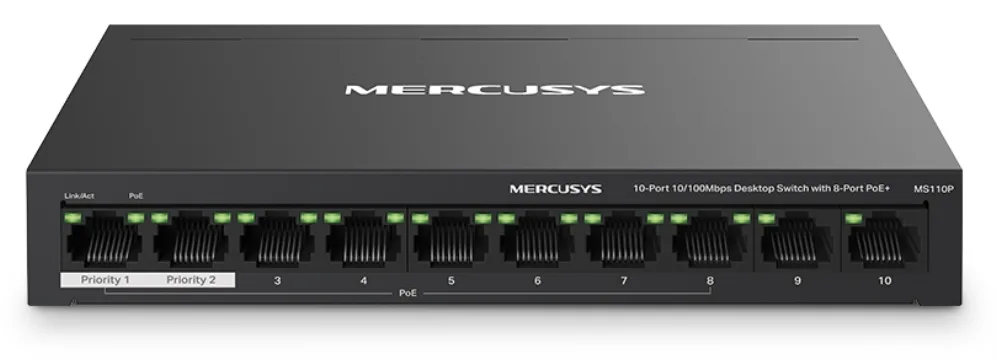 Switch mercusys ms110p 10 puertos - 10 - 100mbps - rj45