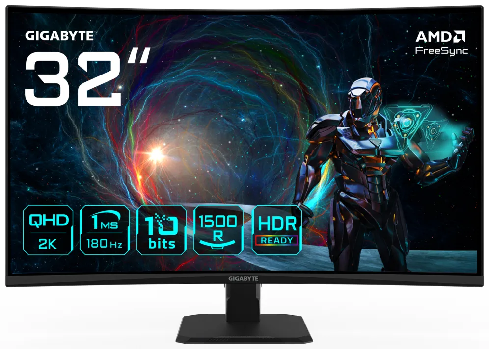 Monitor curvo gaming gigabyte gs32qca 31.5 pulgadas qhd 180hz