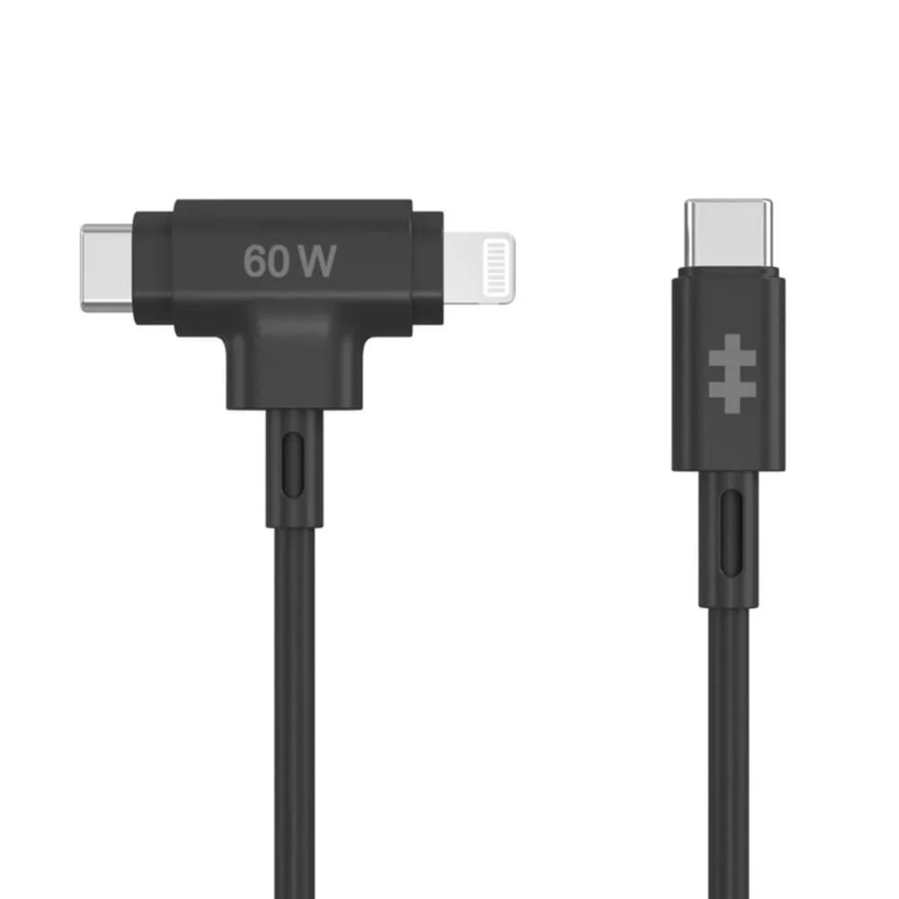 HYPER HyperJuice cable USB USB 2.0 1,5 m USB C USB C/Lightning 60 W Negro