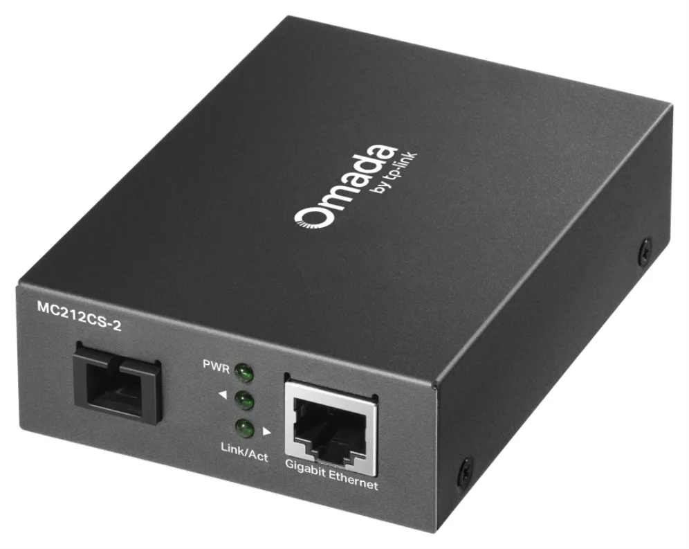 TP-Link Omada MC212CS-2 convertidor de medio 1000 Mbit/s 1550 nm Monomodo Negro
