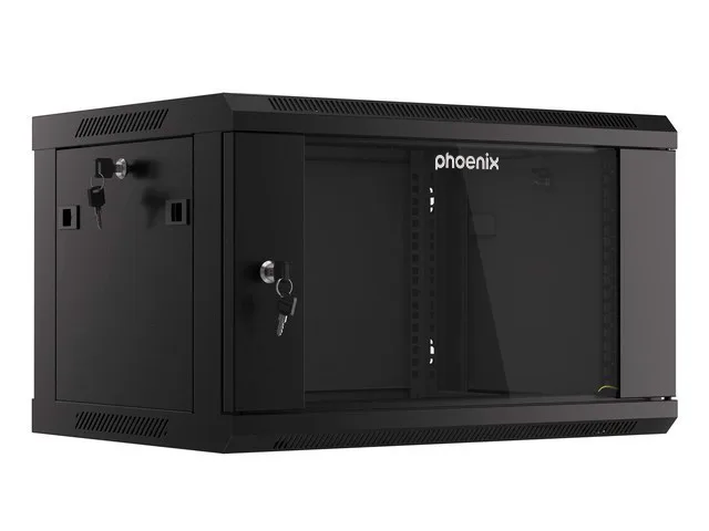 Armario rack phoenix 6u 600x450x368 auto - ensamblado 19'' hasta 60 kg negro