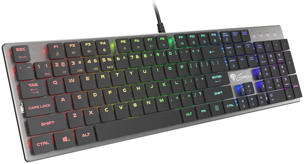 GENESIS Thor 420 RGB teclado Juego USB QWERTY Internacional de EE.UU. Plata