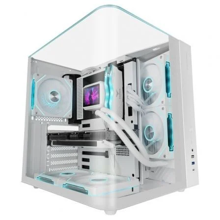 Caja ordenador mars gaming mcinfiniolitew atx cristal templado blanca