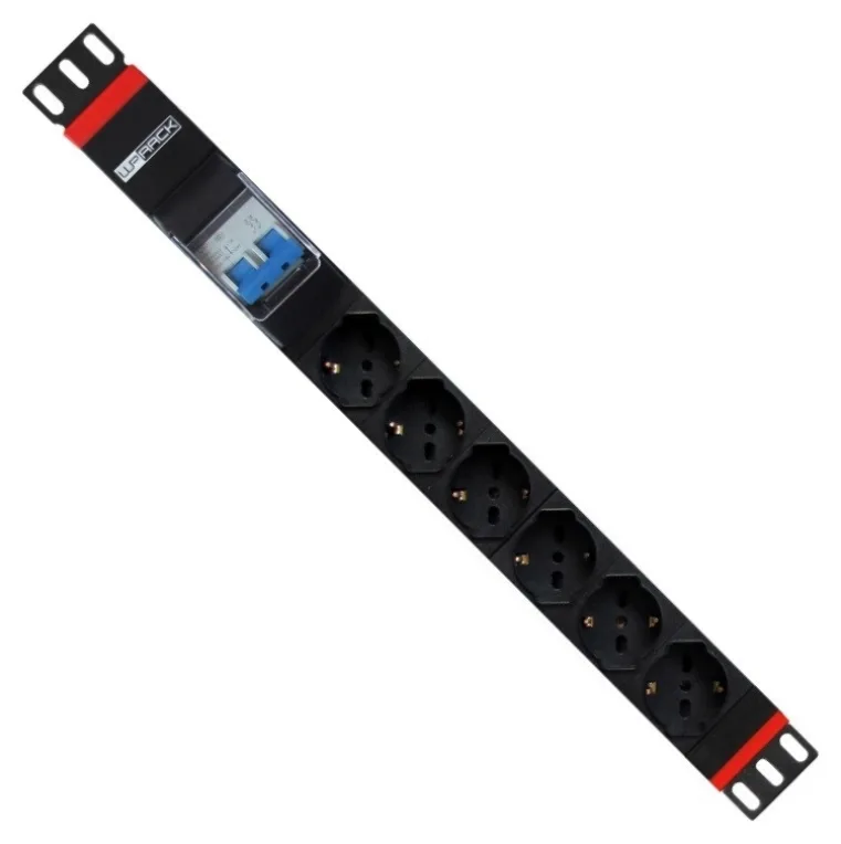 Regleta rack wp 1u 6 enchufes schuko con magnetotermico