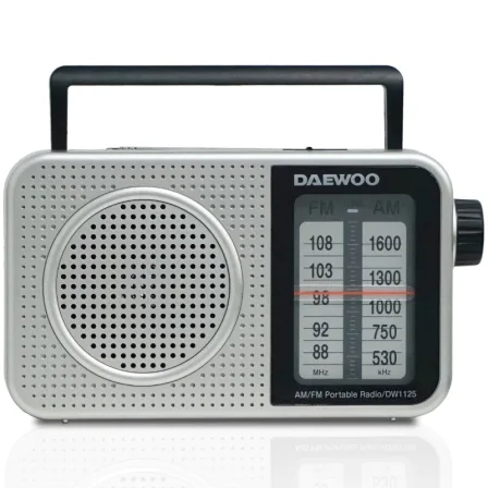 Radio Portátil Daewoo DW1125/ a Pilas/ Gris Metalizado