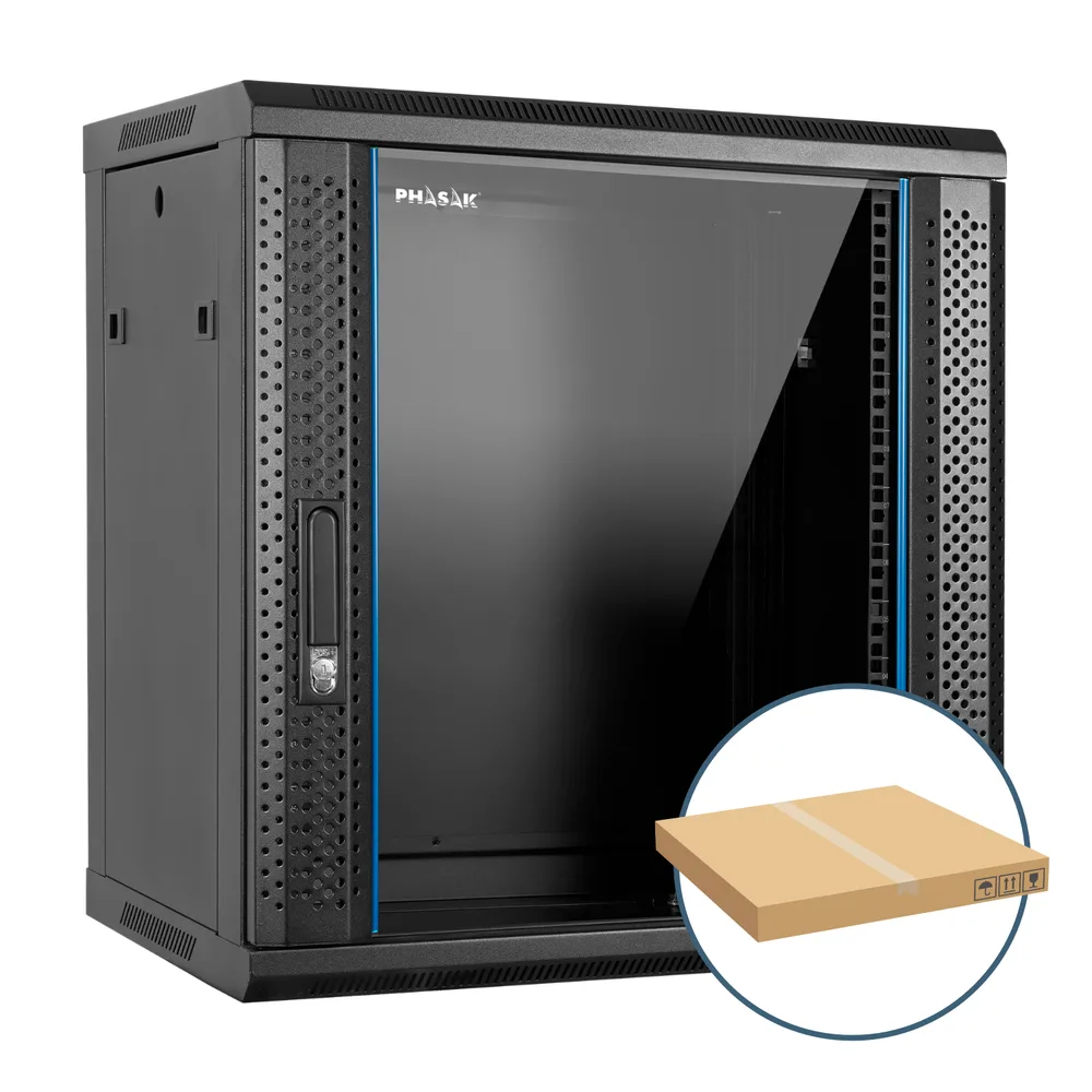 Armario rack mural 19 pulgadas phasak pro 12u 600x450 desmontado (envio flat pack) (incluyen 2 vent bolsa tornilleria) pho 2112d
