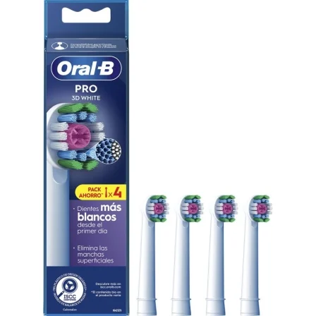 Cabezal de Recambio Braun para cepillo Braun Oral-B 3D White/ Pack 4 uds