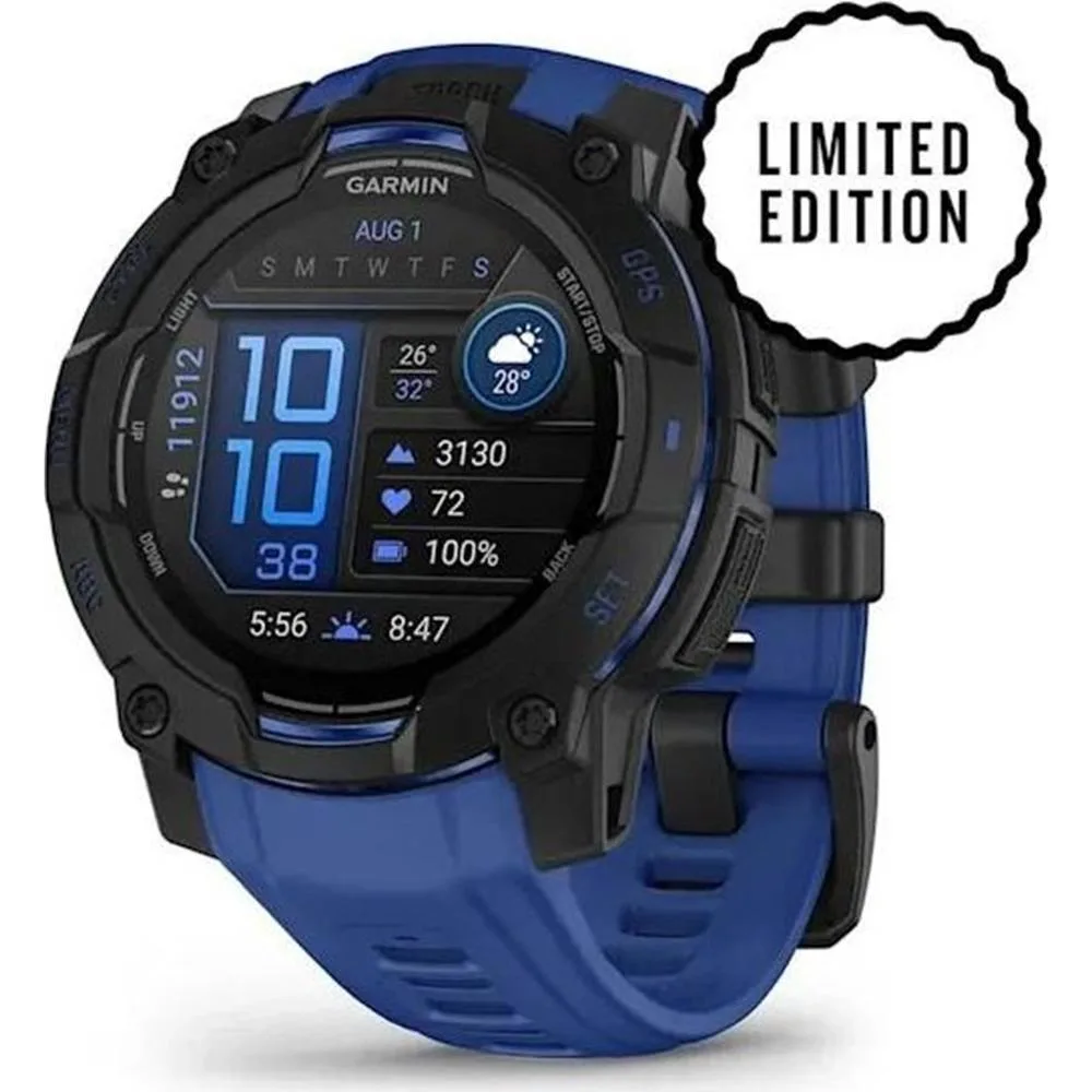 Garmin instinct 3 gps 45mm amoled negro azul pulsómetro spo2 resistencia al agua 10atm