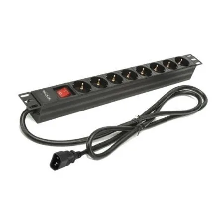 Regleta phasak 8 tomas armario rack 19 pulgadas con interruptor 2m negro bns 3535