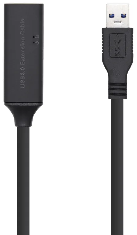 AISENS Cable USB 3.0 Prolongador con amplificador y alim., Tipo A/M-A/H, Negro, 10m
