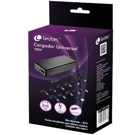 Cargador portatil automatico universal leotec 90w negro