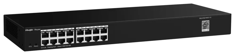Ruijie Networks RG-ES200 Gestionado L2 Gigabit Ethernet (10/100/1000) Montaje en pared/escritorio Negro