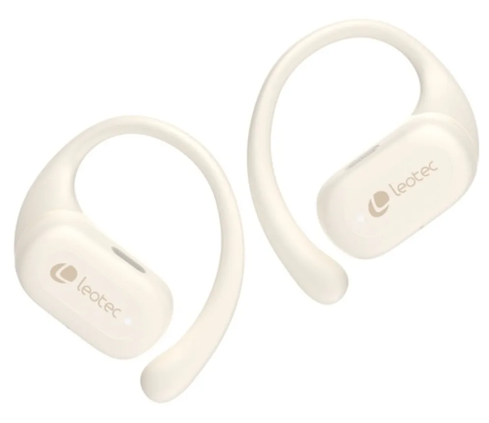 Auriculares Deportivos Bluetooth Leotec Open Air Zenith Sport con estuche de carga/ Autonomía 6.5h/ Beige