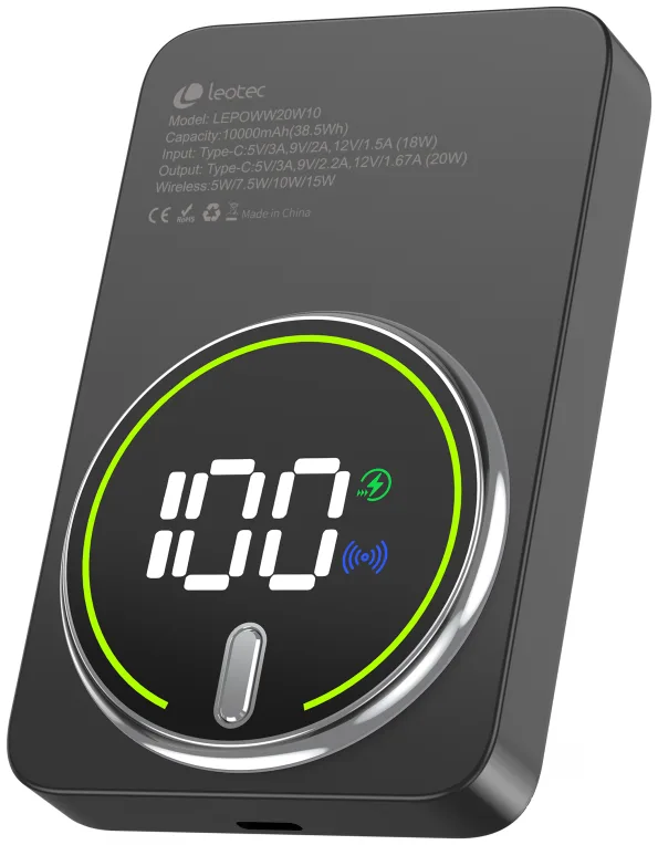 Leotec Power Bank inalámbrico 10000mAh 20W Negro