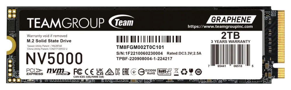 Team Group NV5000 2 TB M.2 PCI Express 4.0 NVMe 3D NAND
