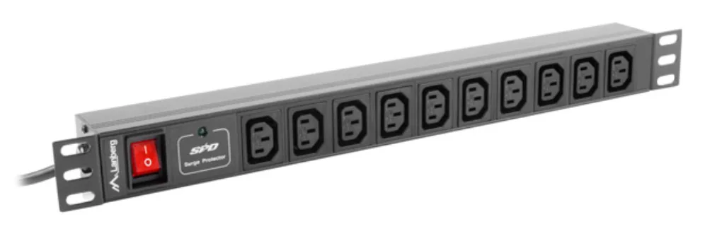 Regleta lanberg 1u 10a rack 19 10x socket negro 2m
