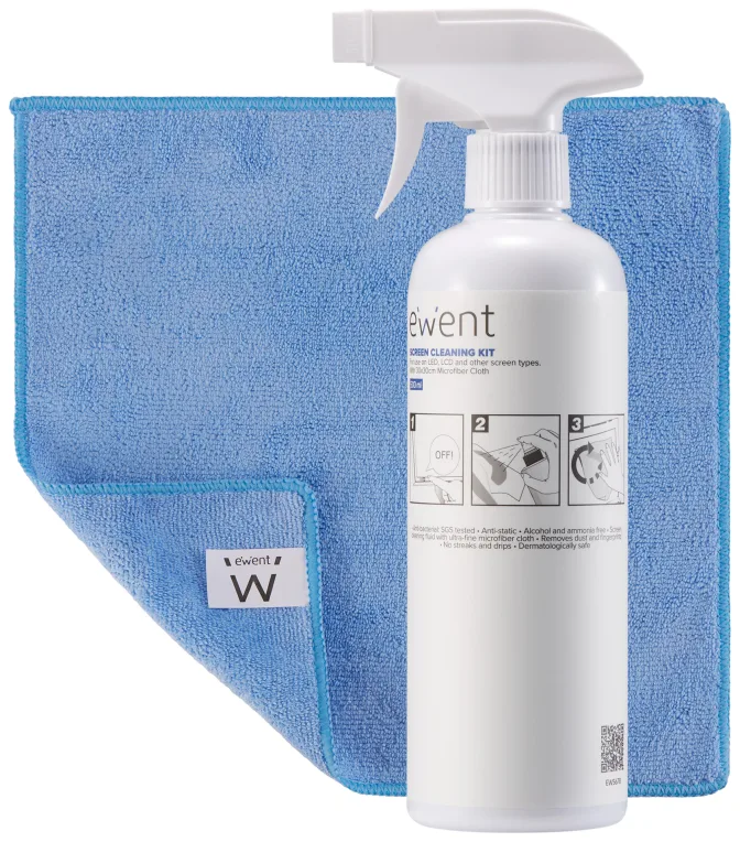Ewent EW5678 kit de limpieza para computadora Pantallas / Plásticos, Universal Kit de limpieza para equipos 500 ml