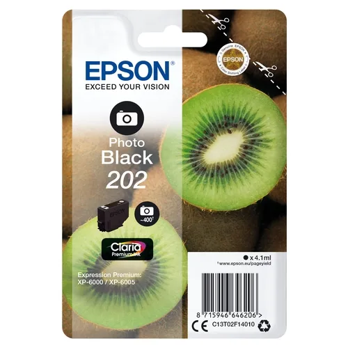 Cartucho tinta epson c13t02f14010 singlepack foto negro 202 claria premium ink xp - 6000 - xp - 6005 - kiwi