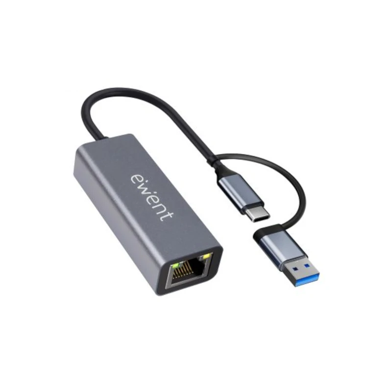 EWENT ADAPTADOR ETHERNET 1GIGABIT | USB-C Y USB-A