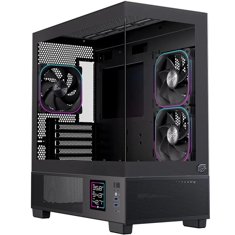 Caja ordenador gaming einarex sm501d atx rgb cristal templado negra