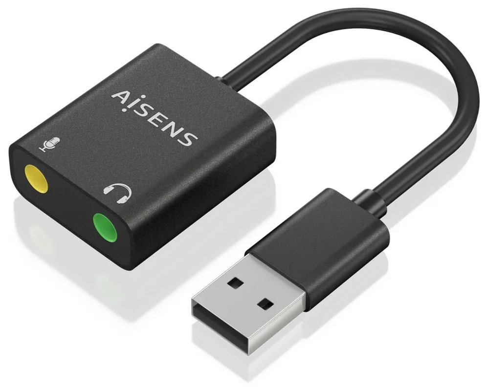 Tarjeta de Sonido Aisens A106-0769/ USB Macho - 2xJack 3.5 Hembra