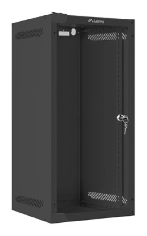 Armario lanberg mural rack 10 pulgadas 12u - 280x310 flat pack negro puerta cristal