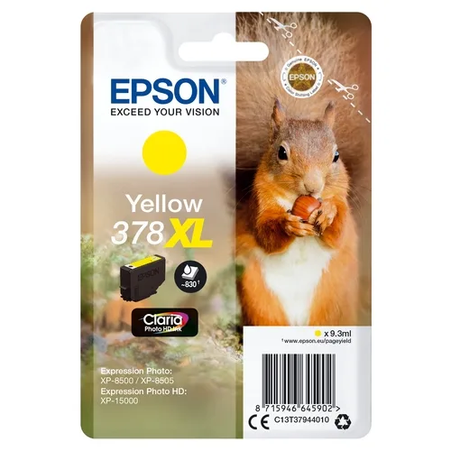 Cartucho tinta epson c13t37944010 singlepack amarillo 378xl claria photo hd ink ardillo