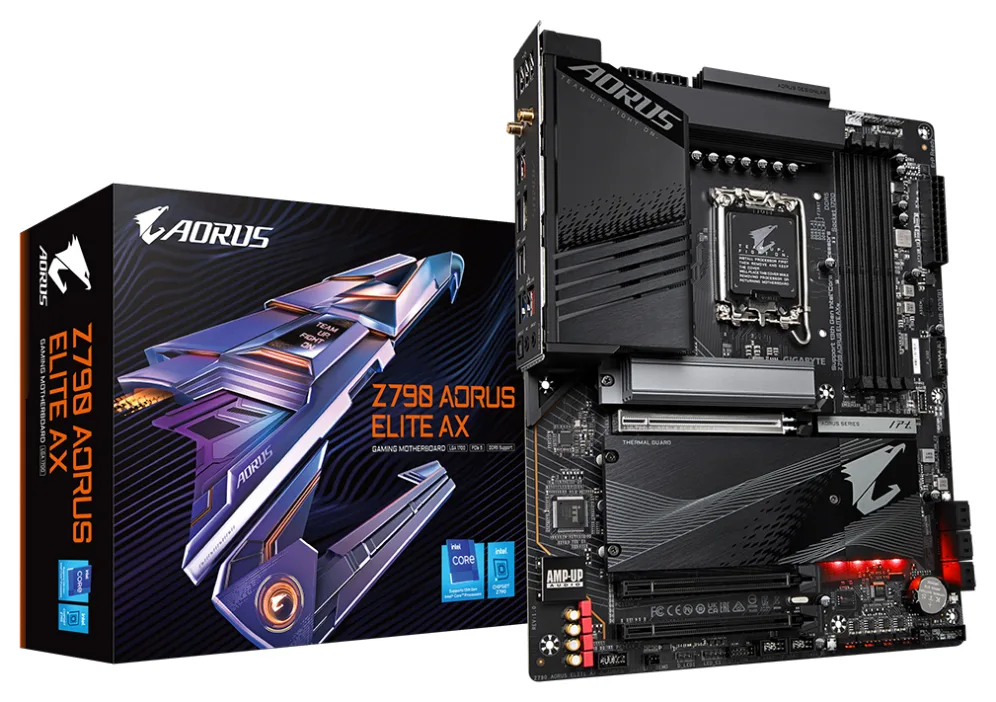 GIGABYTE Z790 AORUS ELITE AX Placa base - Soporta CPUs Intel Core de 14ª generación, 16*+2+1 fases de VRM digital, hasta 7600MHz DDR5 (OC), 4xPCIe 4.0 M.2, Wi-Fi 6E, LAN de 2.5GbE, USB 3.2 Gen 2x2