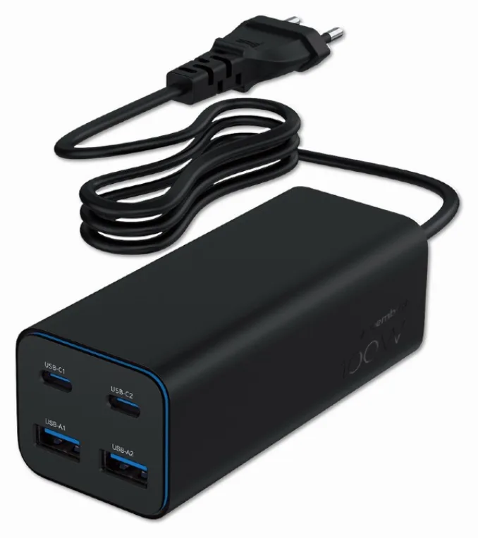 Gembird Cargador rápido USB GaN PD 4 puertos 100 W