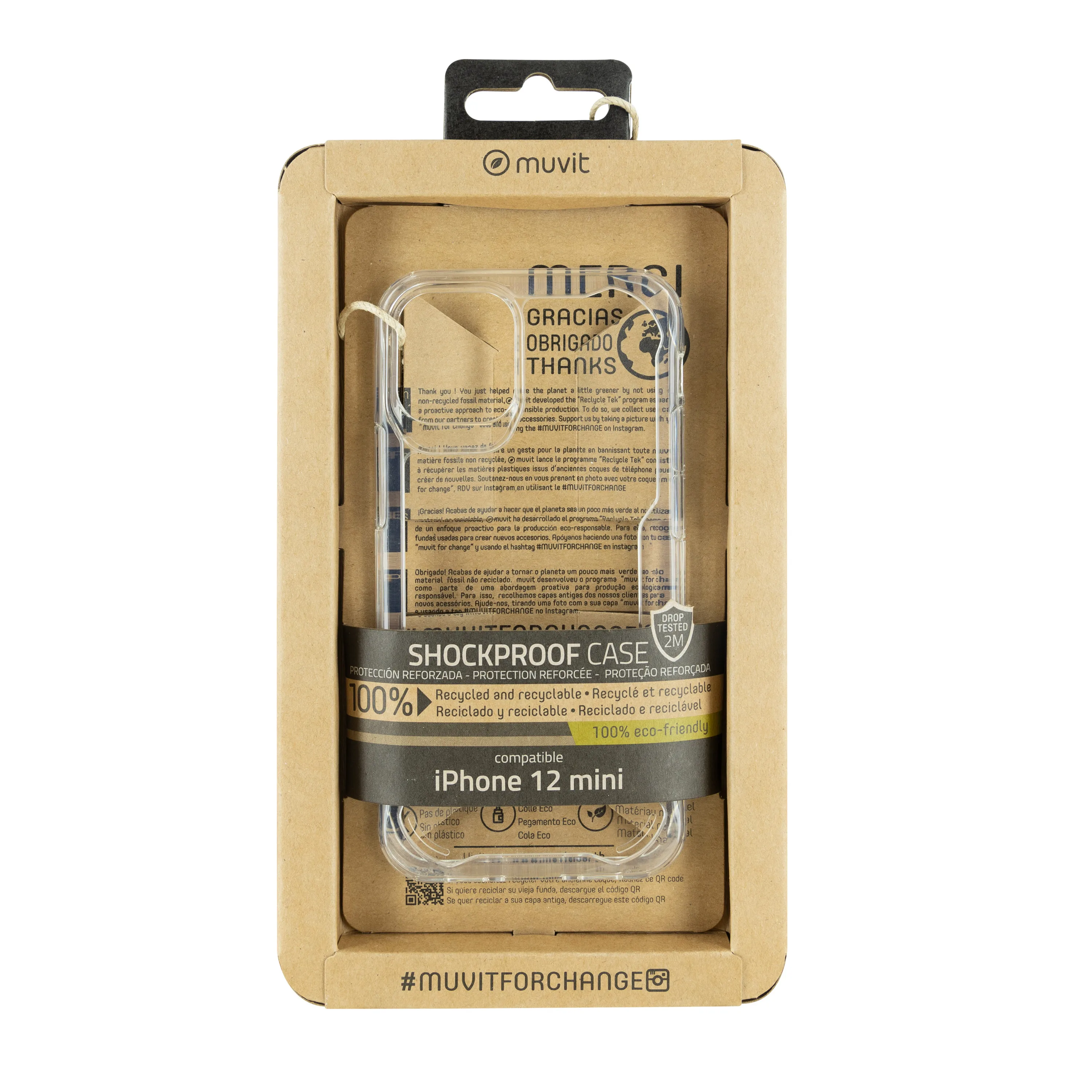 Funda muvit shockproof 2m para apple iphone 12 mini transparente
