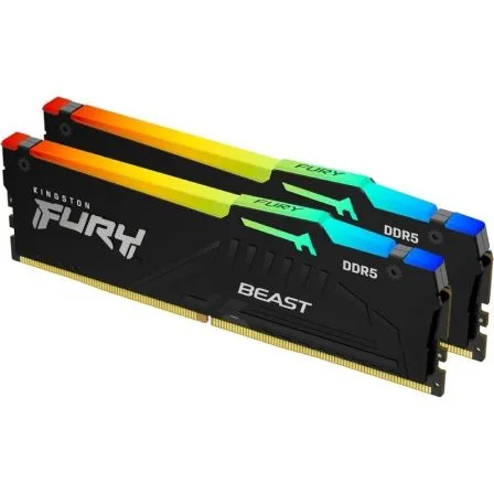 Memoria ram ddr5 32gb 2x16gb kingston - 5600mhz - pc5 44800 - fury beast rgb - cl36 - 1.25v