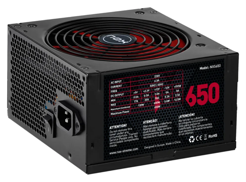 Fuente alimentacion nox nx650 gaming atx 650w negro