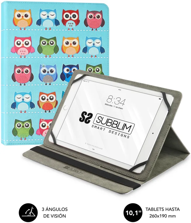 SUBBLIM Funda Tablet Universal TRENDY CASE OWLS 10.1"