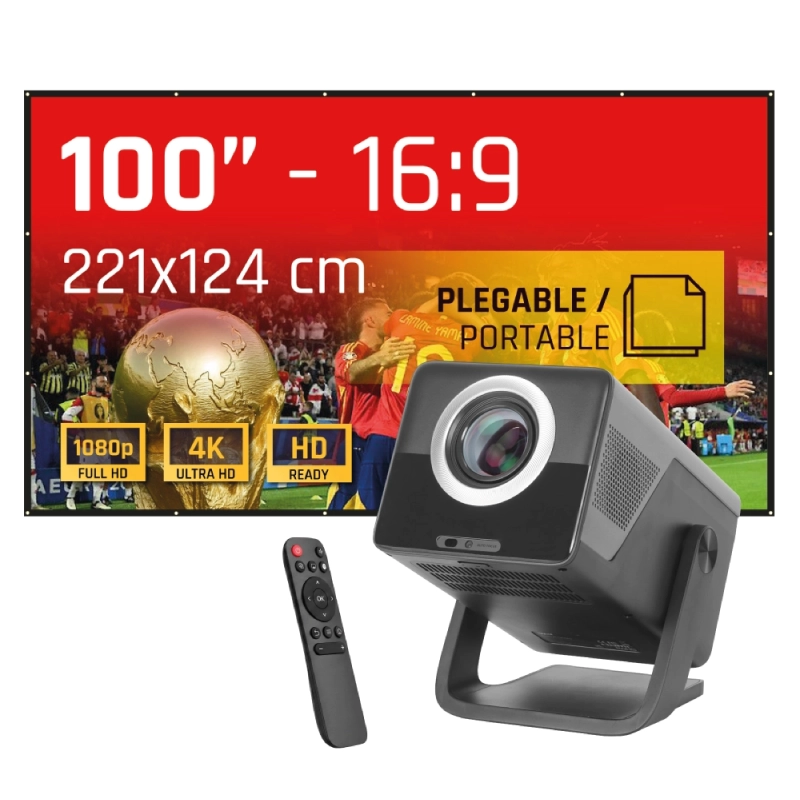 iggual Pack proyector 4K + Lona proyección 100"